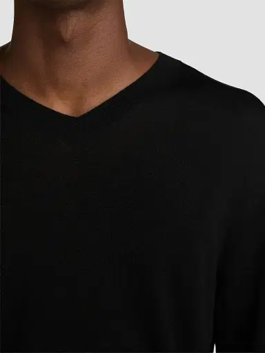 Frame Men's Fine Gauge Wool-Cashmere V-Neck Sweater - Black - Size XXL | Thumbnail 4