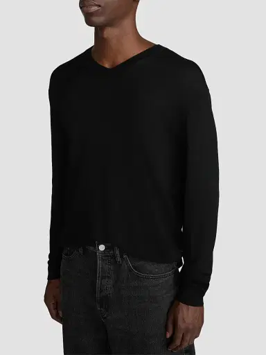 Frame Men's Fine Gauge Wool-Cashmere V-Neck Sweater - Black - Size XXL | Thumbnail 5