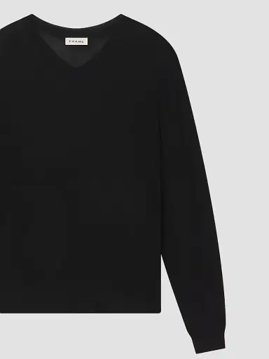 Frame Men's Fine Gauge Wool-Cashmere V-Neck Sweater - Black - Size XXL | Thumbnail 7