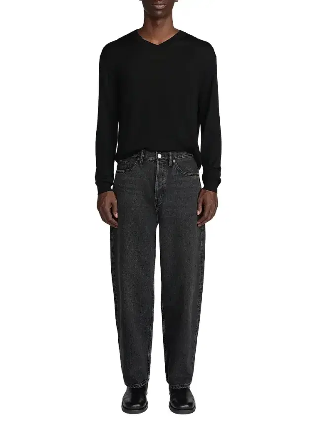 Frame Men's Fine Gauge Wool-Cashmere V-Neck Sweater - Black - Size XXL
