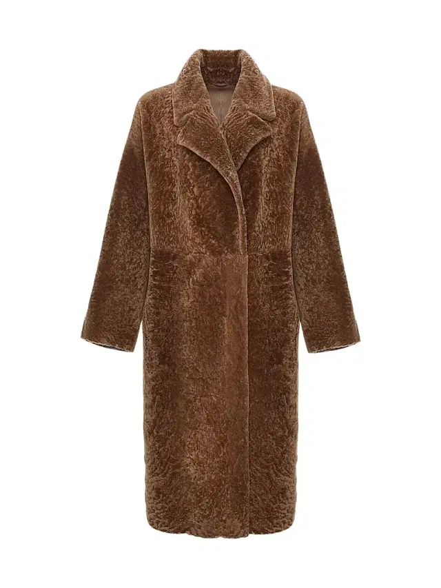 Gorski Women's Reversible Textured Shearling Lamb Coat - Camel - Size Small