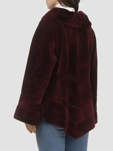 Gorski Women's Reversible Textured Shearling Lamb Jacket - Wine | Thumbnail 5 Gorski Women's Reversible Textured Shearling Lamb Jacket - Wine | Thumbnail 5