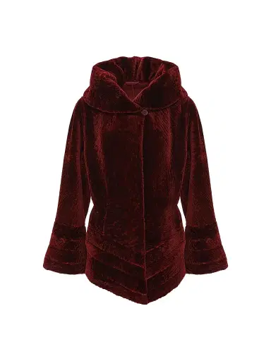 Gorski Women's Reversible Textured Shearling Lamb Jacket - Wine | Thumbnail 1 Gorski Women's Reversible Textured Shearling Lamb Jacket - Wine | Thumbnail 1