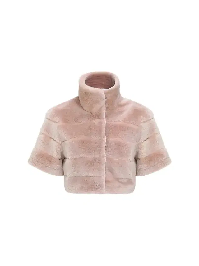 Gorski Women's Reversible Lamb Bolero, Cropped Sleeves - Blush - Size Large