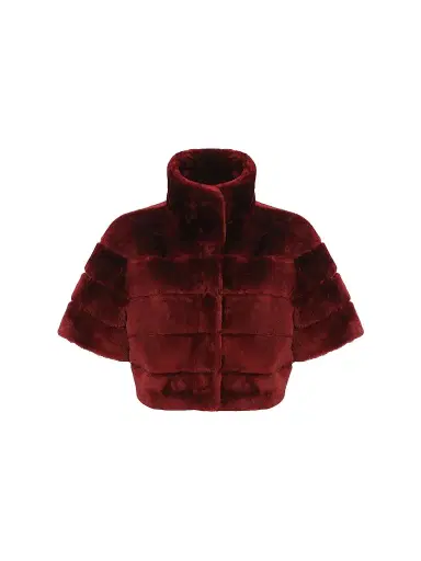 Gorski Women's Reversible Lamb Bolero, Cropped Sleeves - Wine | Thumbnail 1 Gorski Women's Reversible Lamb Bolero, Cropped Sleeves - Wine | Thumbnail 1