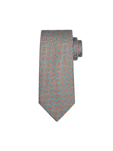Charvet Men's Geometric Alternating Rounds Silk Tie - Blue Orange | Thumbnail 1