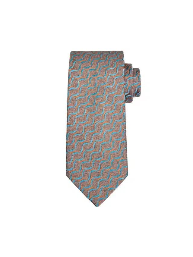 Charvet Men's Geometric Alternating Rounds Silk Tie - Blue Orange