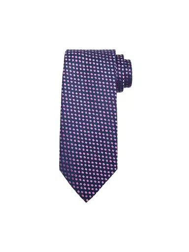 Charvet Men's Micro Diamond Pattern Silk Tie - Navy Pink | Thumbnail 1