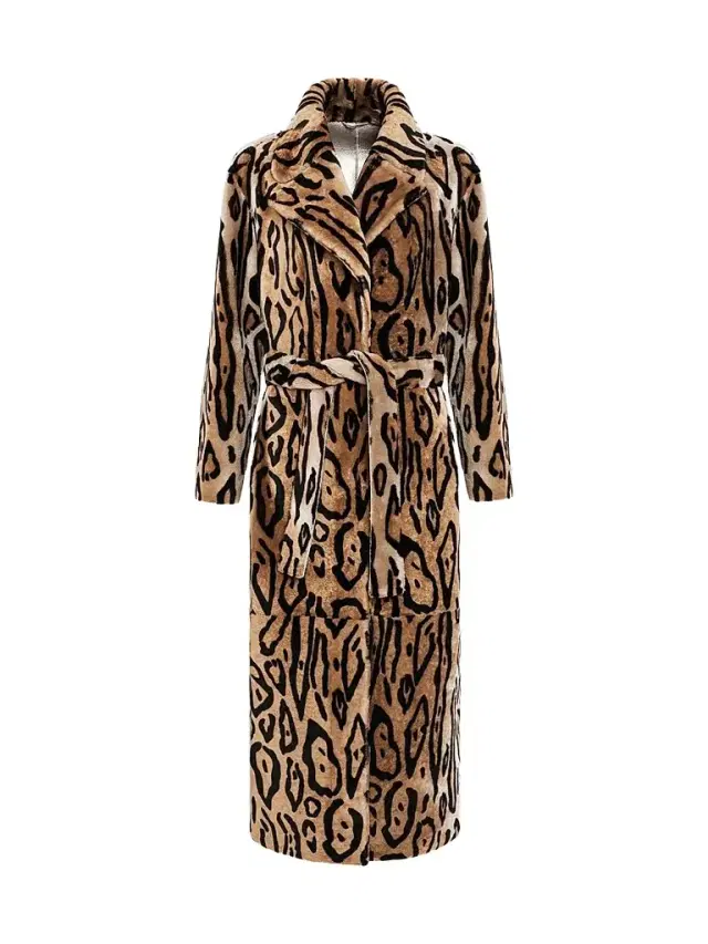 Gorski Women's Reversible Select Shearling Lamb Coat with Belt - Ocelo Print Gold