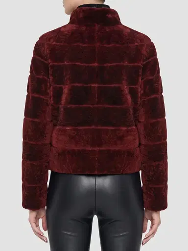 Gorski Women's Reversible Textured Shearling Lamb Jacket - Wine | Thumbnail 5 Gorski Women's Reversible Textured Shearling Lamb Jacket - Wine | Thumbnail 5