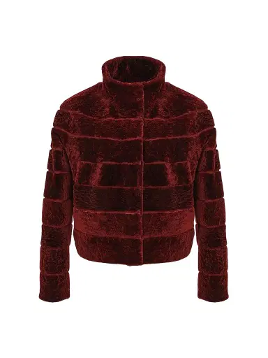Gorski Women's Reversible Textured Shearling Lamb Jacket - Wine | Thumbnail 1 Gorski Women's Reversible Textured Shearling Lamb Jacket - Wine | Thumbnail 1