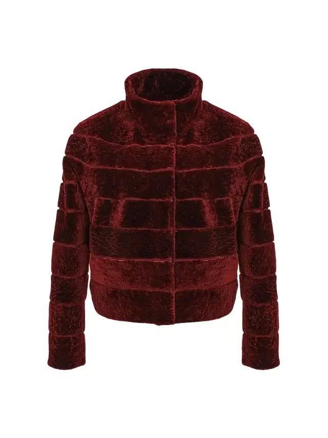 Gorski Women's Reversible Textured Shearling Lamb Jacket - Wine