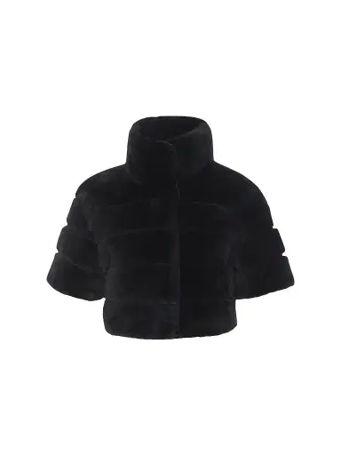 Gorski Women's Reversible Lamb Bolero, Cropped Sleeves - Black - Size XL | Thumbnail 1
