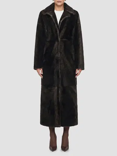 Gorski Women's Reversible Merino Shearling Lamb Belted Coat - Brown - Size Large | Thumbnail 2