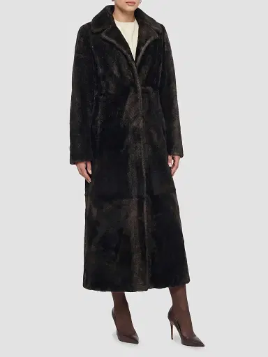 Gorski Women's Reversible Merino Shearling Lamb Belted Coat - Brown - Size Large | Thumbnail 3