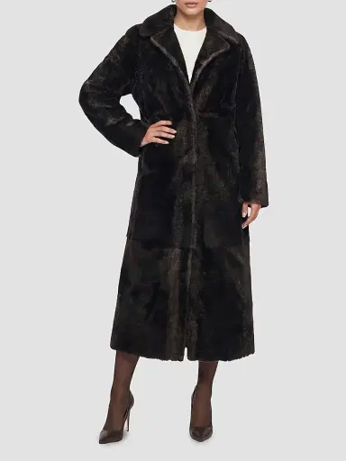 Gorski Women's Reversible Merino Shearling Lamb Belted Coat - Brown - Size Large | Thumbnail 6