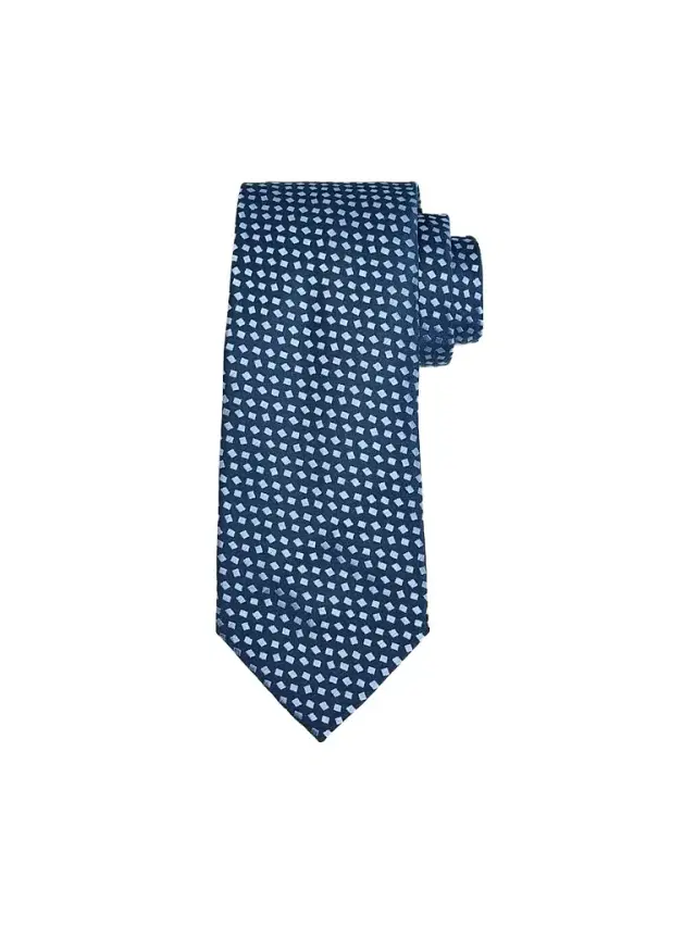 Charvet Men's Micro Diamond Pattern Silk Tie - Navy Light Blue