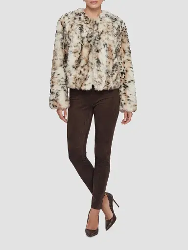 Gorski Women's Reversible Toscana Shearling Lamb Collarless Jacket - Lyn Print - Size Large | Thumbnail 2
