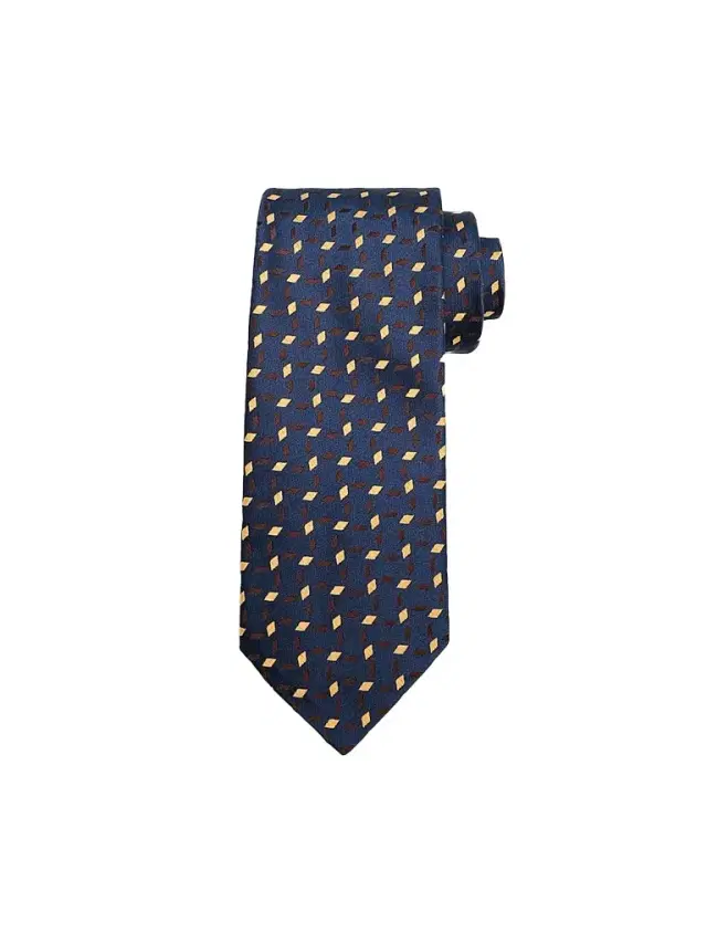 Charvet Men's Diamond Crisscross Pattern Silk Tie - Blue Yellow