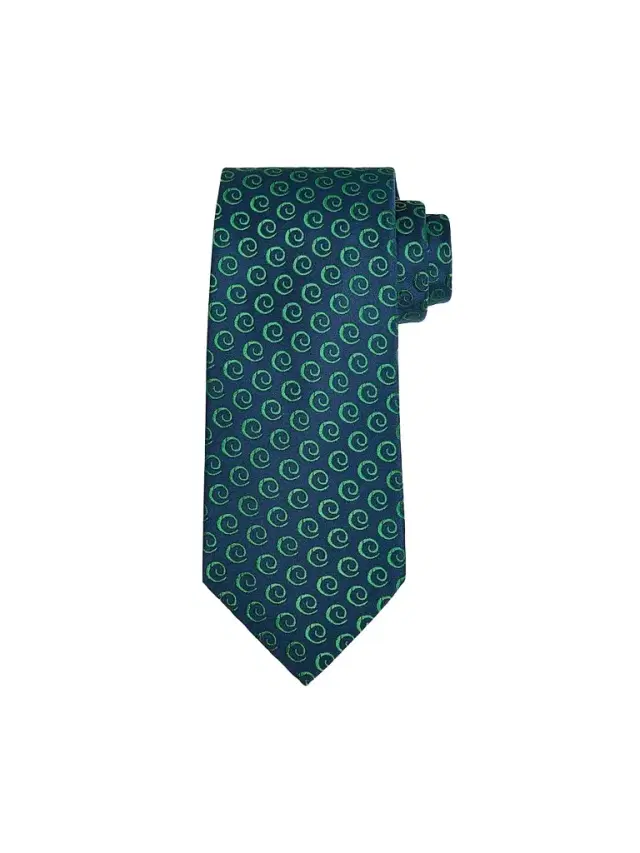 Charvet Men's Swirl Pattern Silk Tie - Navy Green