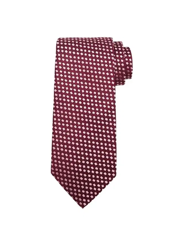 Charvet Men's Micro Diamond Pattern Silk Tie - Burgungy Pink