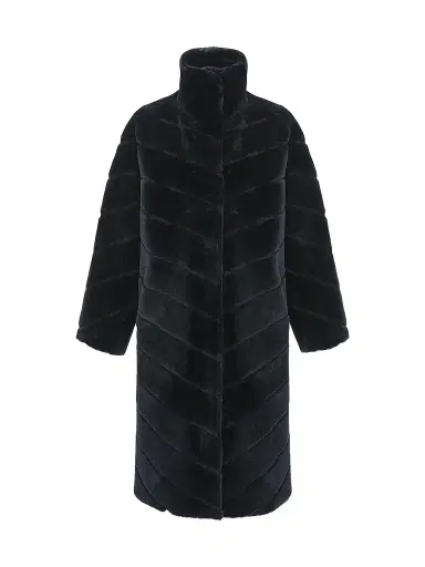 Gorski Women's Reversible Merino Shearling Lamb Chevron Short Coat - Black - Size XL | Thumbnail 1 Gorski Women's Reversible Merino Shearling Lamb Chevron Short Coat - Black - Size XL | Thumbnail 1