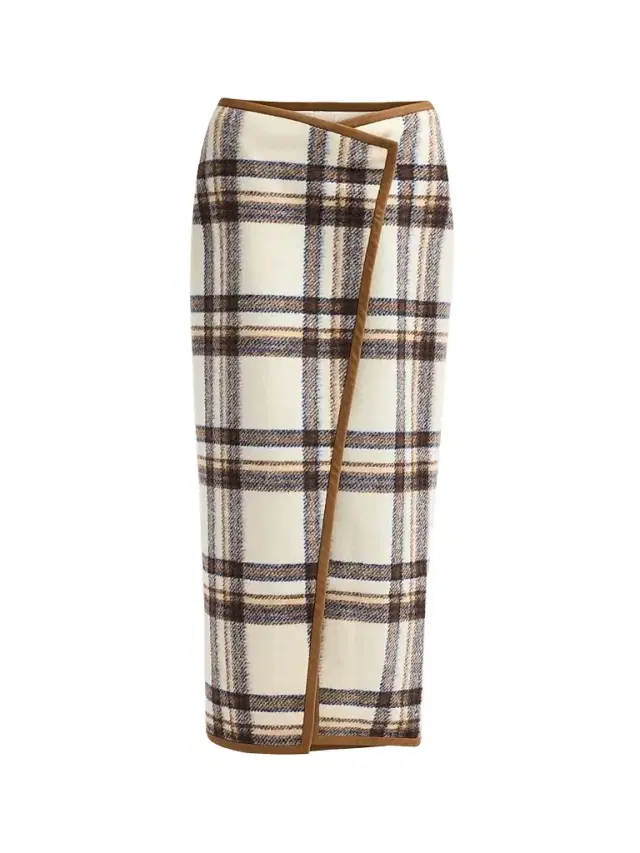Toccin Women's Leia Plaid Wrap Maxi Skirt - Cedar Multi
