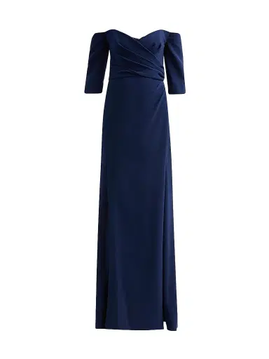 Amsale Women's Stretch Crepe Off-The-Shoulder Gown - Navy | Thumbnail 1