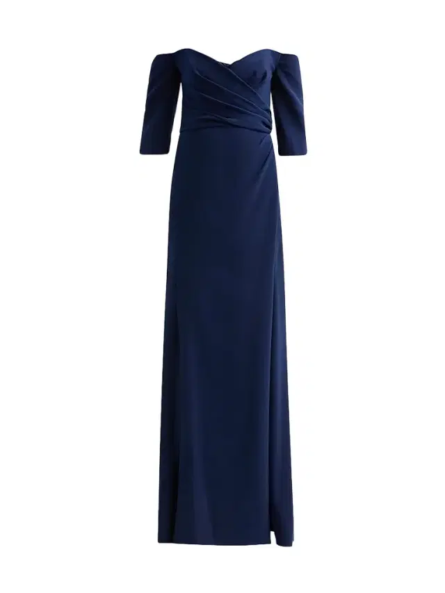 Amsale Women's Stretch Crepe Off-The-Shoulder Gown - Navy