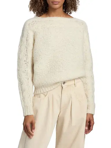 Isabel Marant Women's Ponara Wool-Blend Sweater - Ecru | Thumbnail 3