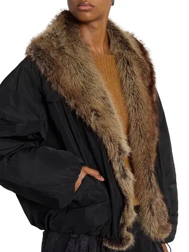 Isabel Marant Women's Charone Faux-Fur Trim Jacket - Black | Thumbnail 6 Isabel Marant Women's Charone Faux-Fur Trim Jacket - Black | Thumbnail 6
