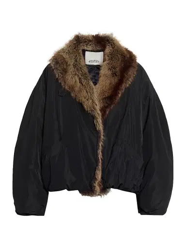 Isabel Marant Women's Charone Faux-Fur Trim Jacket - Black | Thumbnail 1 Isabel Marant Women's Charone Faux-Fur Trim Jacket - Black | Thumbnail 1