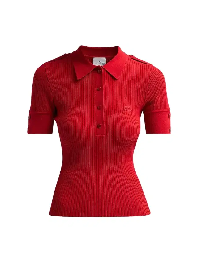Courrèges Women's Rib-Knit Polo Sweater - Iced Red