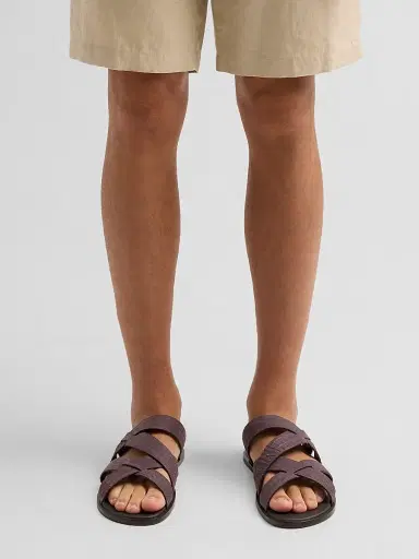 Manolo Blahnik Men's Marvin Leather Sandals - Dark Brown | Thumbnail 2