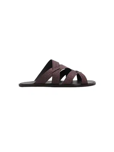 Manolo Blahnik Men's Marvin Leather Sandals - Dark Brown | Thumbnail 1