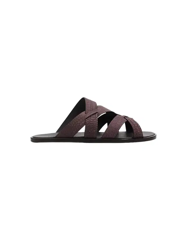 Manolo Blahnik Men's Marvin Leather Sandals - Dark Brown