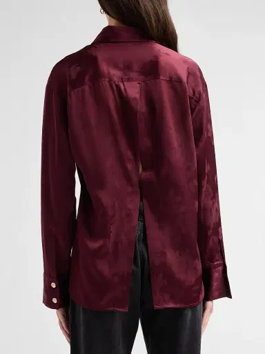 Ganni Women's Satin Jacquard Drawstring Shirt - Port Royal | Thumbnail 3