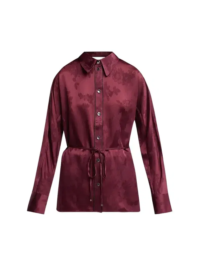 Ganni Women's Satin Jacquard Drawstring Shirt - Port Royal