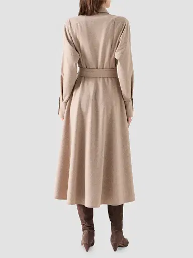 Akris punto Women's Flannel Wool Trench Midi Dress - Oat | Thumbnail 3 Akris punto Women's Flannel Wool Trench Midi Dress - Oat | Thumbnail 3
