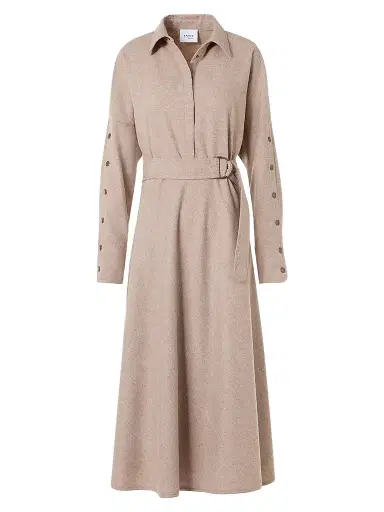 Akris punto Women's Flannel Wool Trench Midi Dress - Oat | Thumbnail 1 Akris punto Women's Flannel Wool Trench Midi Dress - Oat | Thumbnail 1