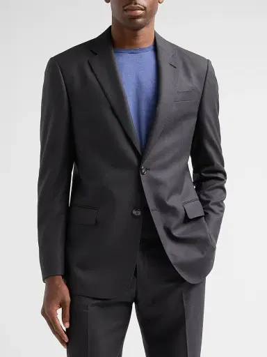 Giorgio Armani Men's Zig-Zag Textured Wool Suit - Anthracite | Thumbnail 4