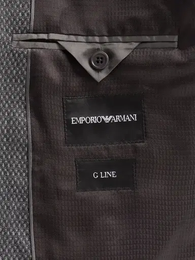 Emporio Armani Men's Texture Diamond Wool Sport Coat - Solid Medium Grey | Thumbnail 6