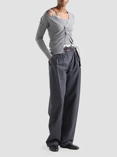 Prada Women's Ribbed Knit Cashmere Tank Top - Grey | Thumbnail 2
