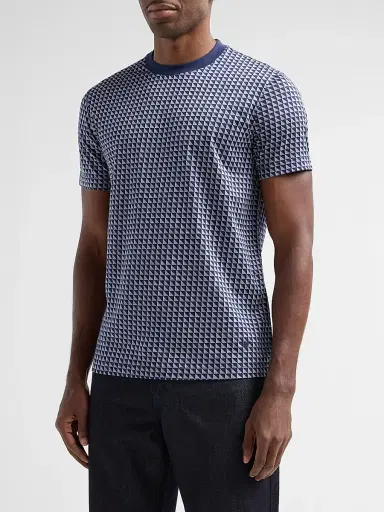 Emporio Armani Men's Contrast Triangle Crewneck T-Shirt - Multi Blue - Size XXL | Thumbnail 4 Emporio Armani Men's Contrast Triangle Crewneck T-Shirt - Multi Blue - Size XXL | Thumbnail 4