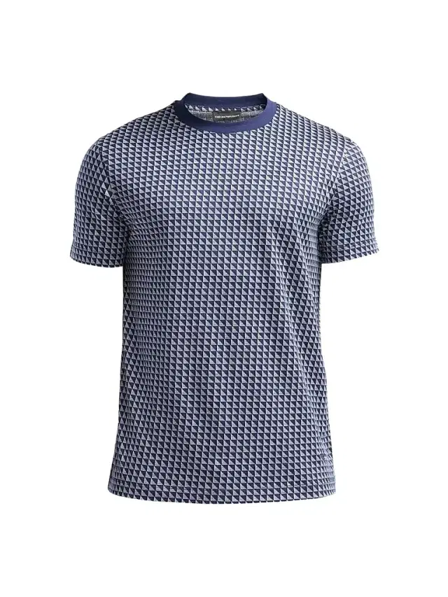 Emporio Armani Men's Contrast Triangle Crewneck T-Shirt - Multi Blue - Size XXL