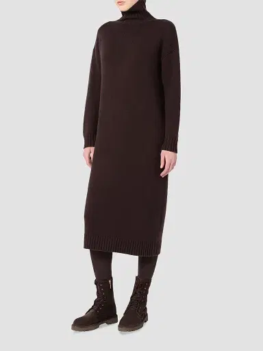 Max Mara Women's Wool and Cashmere Yarn Dress - Dark Brown | Thumbnail 3 Max Mara Women's Wool and Cashmere Yarn Dress - Dark Brown | Thumbnail 3