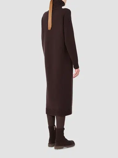 Max Mara Women's Wool and Cashmere Yarn Dress - Dark Brown | Thumbnail 4 Max Mara Women's Wool and Cashmere Yarn Dress - Dark Brown | Thumbnail 4