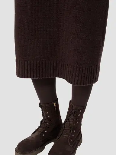 Max Mara Women's Wool and Cashmere Yarn Dress - Dark Brown | Thumbnail 6 Max Mara Women's Wool and Cashmere Yarn Dress - Dark Brown | Thumbnail 6