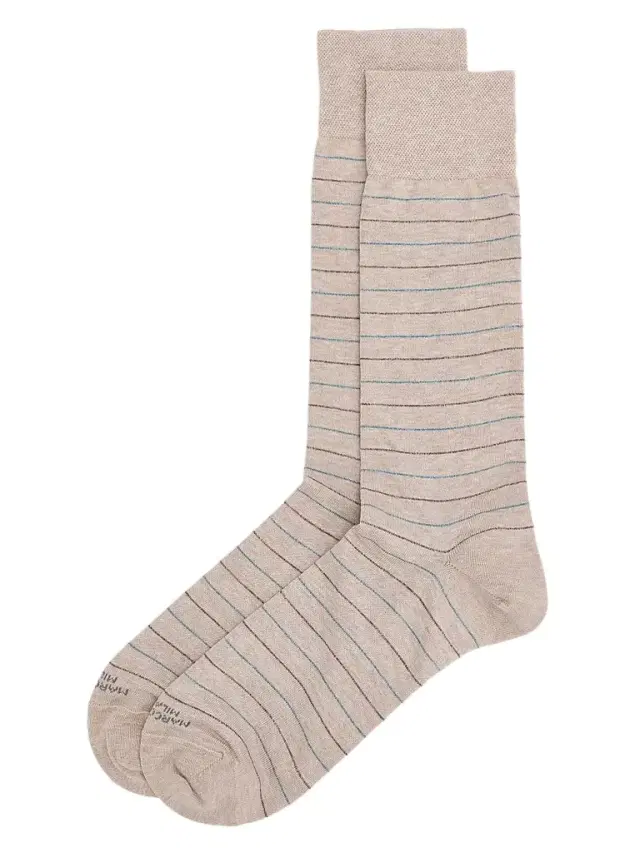 Marcoliani Men's City Striped Cotton-Nylon Socks - Beige