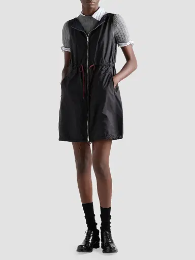 Prada Women's Lightweight Nylon Mini-Dress - Black - Size 10 | Thumbnail 2